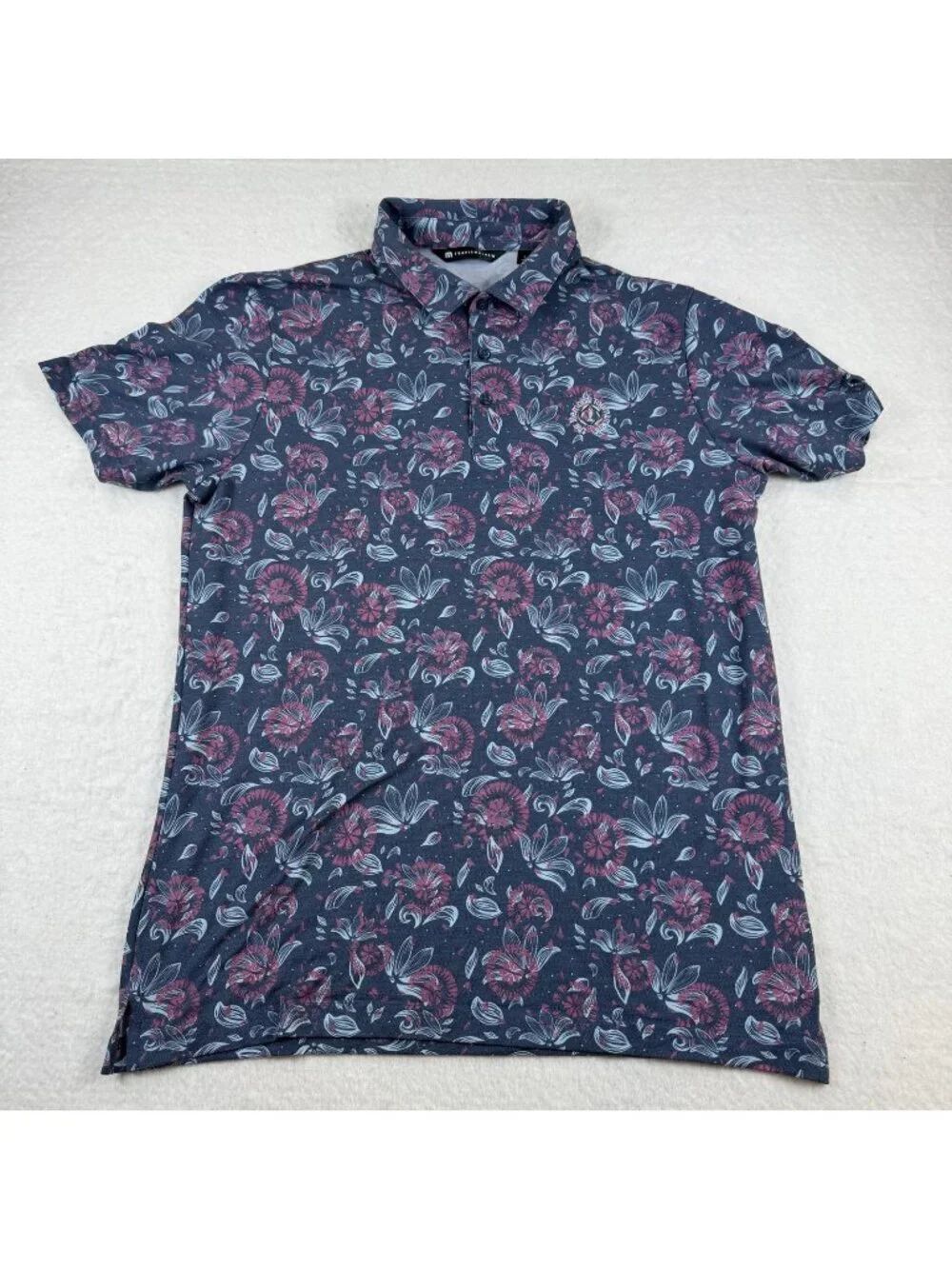 Travis Mathew Polo Shirt Mens Large Multicolor Floral Golf Performance Stretch